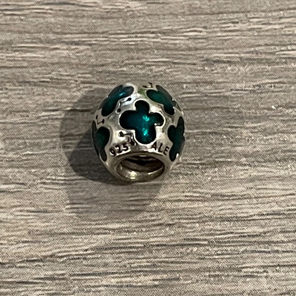 Retired Authentic Pandora Sterling Silver with Teal Enamel Butterfly Charm - Picture 2 of 3